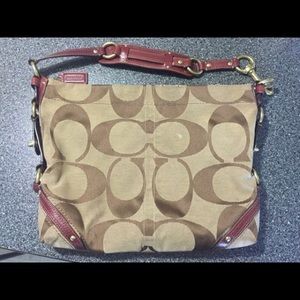 Coach C Purse, Maroon Leather Strap & gold detail